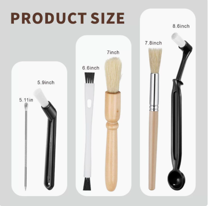 Professional Coffee Machine Cleaning Brush Set | 10-Piece Multifunctional Tool Kit | Includes Long-Handled Spring Brush, Wooden Handle Brush, Cleaning Needle, and Bent Nozzle Brush | Suitable for Deep Cleaning of Coffee Machines, Grinders, and Brewing Hea - Image 2