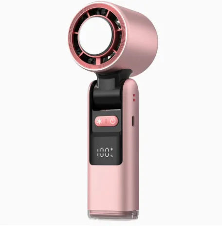 Portable Fan Handheld Mini Turbo Fan Battery ， High Speed Powerful Ice Cooling 5 Speed Adjustable Rechargeable Personal Fans for Beach Camping Travel Working （Cherry Blossom Pink）