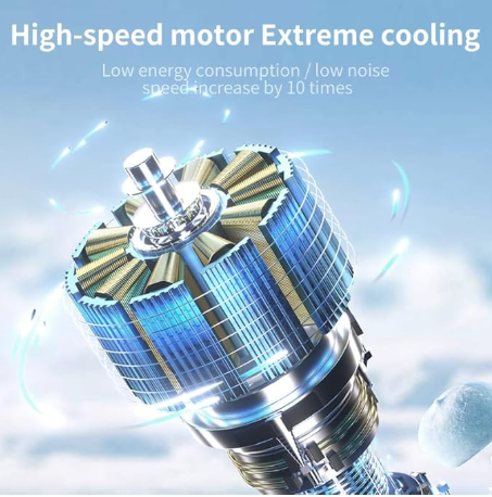 Portable Fan Handheld Mini Turbo Fan Battery ， High Speed Powerful Ice Cooling 5 Speed Adjustable Rechargeable Personal Fans for Beach Camping Travel Working （Starry Gray） - Image 3
