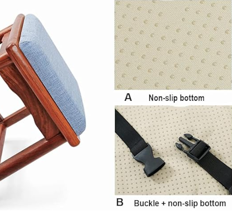 Square bar stool cushion with ties, breathable and non-slip square chair pad, 28*28*3.5 cm memory foam children's stool cushion (Mustard Green) - Image 6