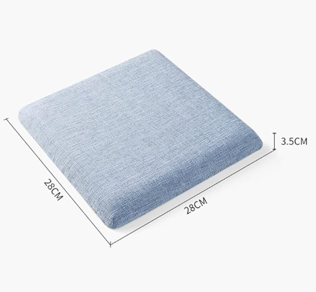 Square bar stool cushion with ties, breathable and non-slip square chair pad, 28*28*3.5 cm memory foam children's stool cushion (Green Mood (Rattan texture))