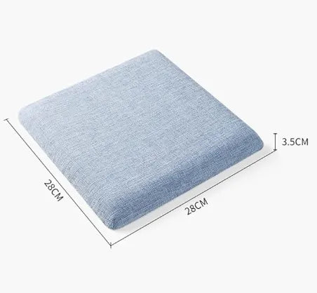 Square bar stool cushion with ties, breathable and non-slip square chair pad, 28*28*3.5 cm memory foam children's stool cushion (Green Mood (Rattan texture))