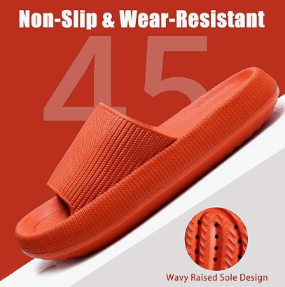 Cloud Slippers for Women and Men, Pillow House Slippers Shower Shoes Indoor Slides Bathroom Sandals, Ultimate Comfort, Lightweight, Thick Sole, Non-Slip, Easy to Clean orange（36-37） - Image 5