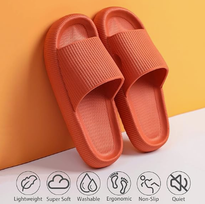 Cloud Slippers for Women and Men, Pillow House Slippers Shower Shoes Indoor Slides Bathroom Sandals, Ultimate Comfort, Lightweight, Thick Sole, Non-Slip, Easy to Clean orange（44-45） - Image 2