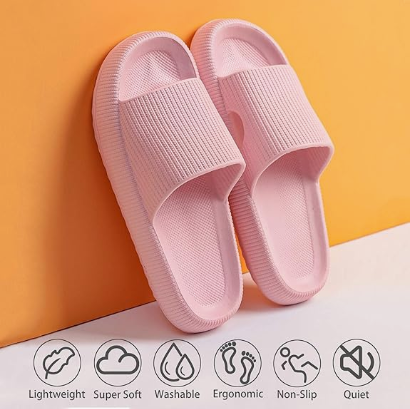 Cloud Slippers for Women and Men, Pillow House Slippers Shower Shoes Indoor Slides Bathroom Sandals, Ultimate Comfort, Lightweight, Thick Sole, Non-Slip, Easy to Clean pink（38-39） - Image 2