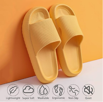 Cloud Slippers for Women and Men, Pillow House Slippers Shower Shoes Indoor Slides Bathroom Sandals, Ultimate Comfort, Lightweight, Thick Sole, Non-Slip, Easy to Clean yellow（40-41） - Image 2