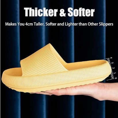 Cloud Slippers for Women and Men, Pillow House Slippers Shower Shoes Indoor Slides Bathroom Sandals, Ultimate Comfort, Lightweight, Thick Sole, Non-Slip, Easy to Clean yellow（40-41） - Image 3