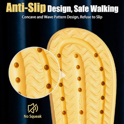 Cloud Slippers for Women and Men, Pillow House Slippers Shower Shoes Indoor Slides Bathroom Sandals, Ultimate Comfort, Lightweight, Thick Sole, Non-Slip, Easy to Clean yellow（44-45） - Image 4