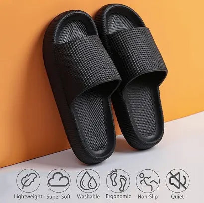 Cloud Slippers for Women and Men, Pillow House Slippers Shower Shoes Indoor Slides Bathroom Sandals, Ultimate Comfort, Lightweight, Thick Sole, Non-Slip, Easy to Clean black （36-37） - Image 2