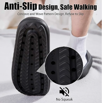 Cloud Slippers for Women and Men, Pillow House Slippers Shower Shoes Indoor Slides Bathroom Sandals, Ultimate Comfort, Lightweight, Thick Sole, Non-Slip, Easy to Clean black （36-37） - Image 4
