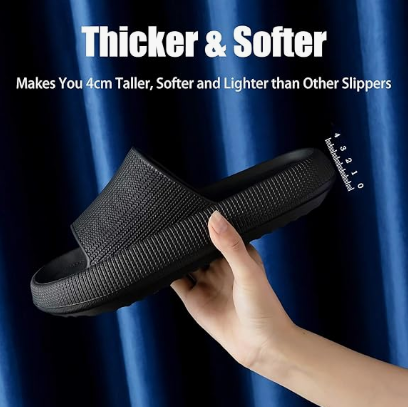 Cloud Slippers for Women and Men, Pillow House Slippers Shower Shoes Indoor Slides Bathroom Sandals, Ultimate Comfort, Lightweight, Thick Sole, Non-Slip, Easy to Clean black（42-43） - Image 3