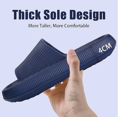 Cloud Slippers for Women and Men, Pillow House Slippers Shower Shoes Indoor Slides Bathroom Sandals, Ultimate Comfort, Lightweight, Thick Sole, Non-Slip, Easy to Clean dark blue （36-37） - Image 3
