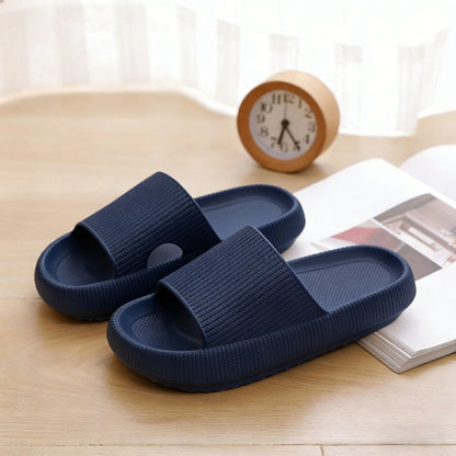 Cloud Slippers for Women and Men, Pillow House Slippers Shower Shoes Indoor Slides Bathroom Sandals, Ultimate Comfort, Lightweight, Thick Sole, Non-Slip, Easy to Clean dark blue（44-45）