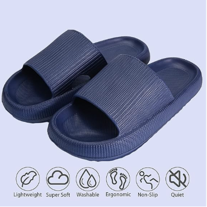 Cloud Slippers for Women and Men, Pillow House Slippers Shower Shoes Indoor Slides Bathroom Sandals, Ultimate Comfort, Lightweight, Thick Sole, Non-Slip, Easy to Clean dark blue（44-45） - Image 2