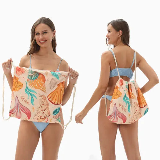 2-in-1 Foldable Beach Towel Backpack – Printed Bath Towel with Built-in Storage, Convertible Beach Mat & Carry Bag, Absorbent for Pool, Camping, Yoga and Travel - Image 3