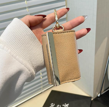 Keychain Tote Bag Compact & Expandable for On the Go, Foldable Tote Bag with Key Ring for Daily Errands - Khaki - Image 3