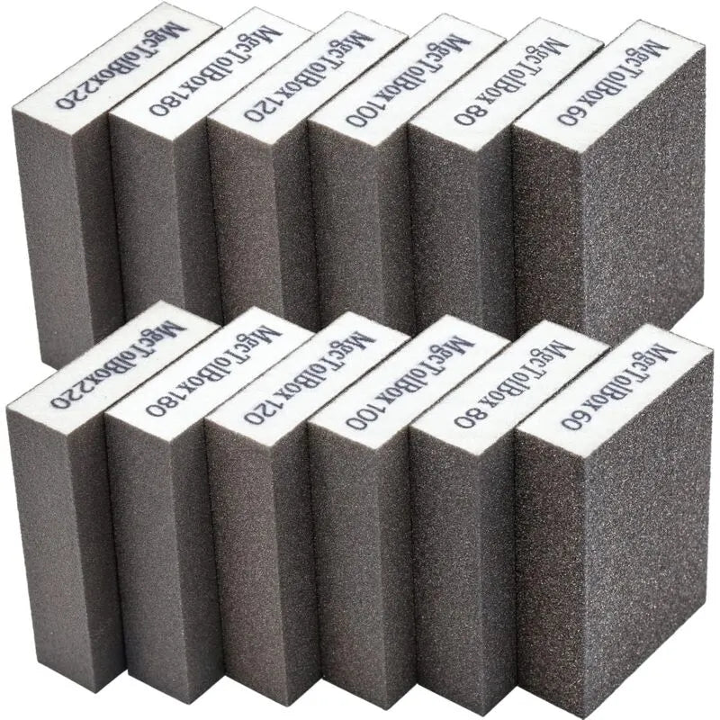 12 pcs Sanding Sponges, Sanding Blocks Kit Polishing Grit 60/80/100/120/180/220 Washable Reusable
