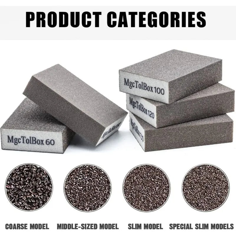 12 pcs Sanding Sponges, Sanding Blocks Kit Polishing Grit 60/80/100/120/180/220 Washable Reusable - Image 2