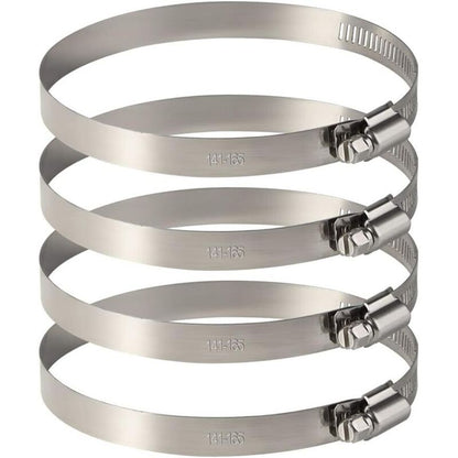 4 pcs Stainless Steel Hose Clamps - Adjustable For Fixing Flexible Hoses (141Mm-165Mm)