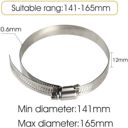 4 pcs Stainless Steel Hose Clamps - Adjustable For Fixing Flexible Hoses (141Mm-165Mm) - Image 2