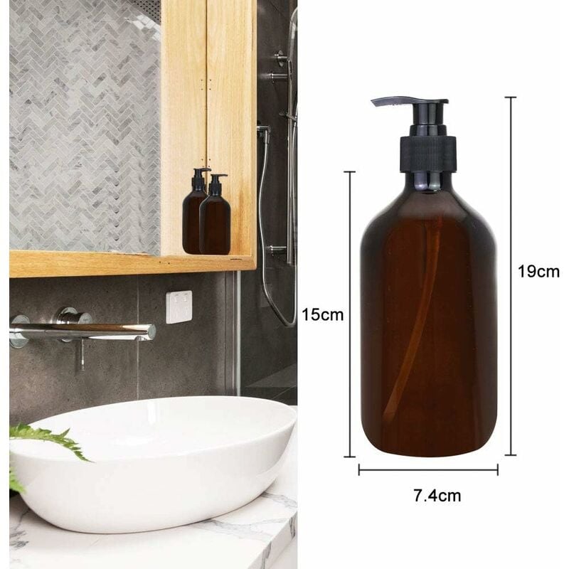 4 pcs Amber Dispenser Bottles 500Ml Amber Pump Bottles Empty Amber Plastic Bottle For Lotion Shower Gel Hand Soap - Image 2