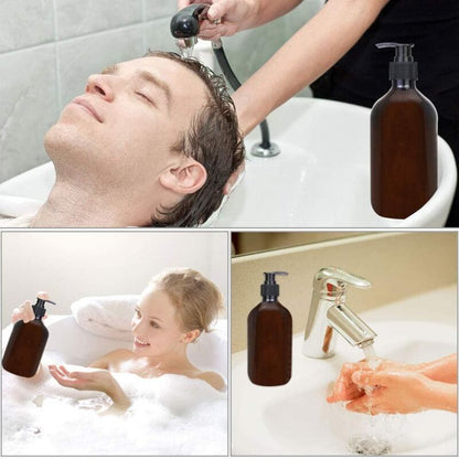 4 pcs Amber Dispenser Bottles 500Ml Amber Pump Bottles Empty Amber Plastic Bottle For Lotion Shower Gel Hand Soap - Image 3