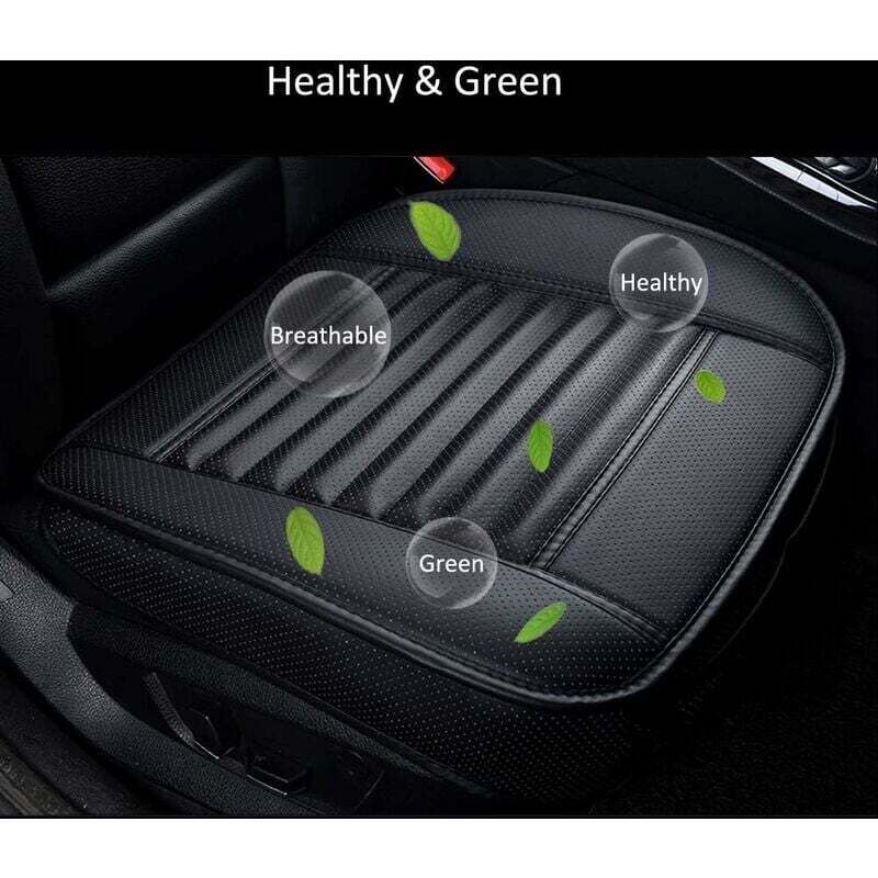 Universal Front Car Seat Cover Super Breathable Bamboo Charcoal Pu Leather,20.8 20.1''(1 Piece-Black) - Image 2