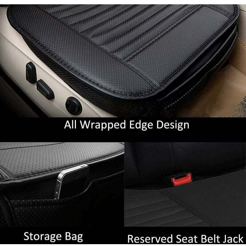 Universal Front Car Seat Cover Super Breathable Bamboo Charcoal Pu Leather,20.8 20.1''(1 Piece-Black) - Image 4