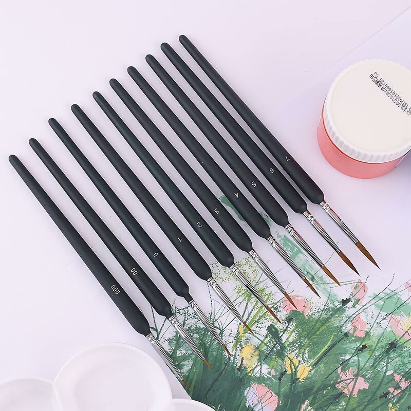 10 pcs Detail Acrylic Paint Brushes - Fine Paint Brush, Figurine Brush, Model Brush, Watercolor Brush, Ideal For Fine - Image 2