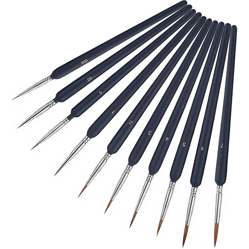 10 pcs Detail Acrylic Paint Brushes - Fine Paint Brush, Figurine Brush, Model Brush, Watercolor Brush, Ideal For Fine - Image 3
