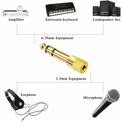 6.35Mm Male To 3.5Mm Female Jack Adapter, Headphone Audio Jack For Audio Mixer/Electric Piano/Keyboard - Image 3