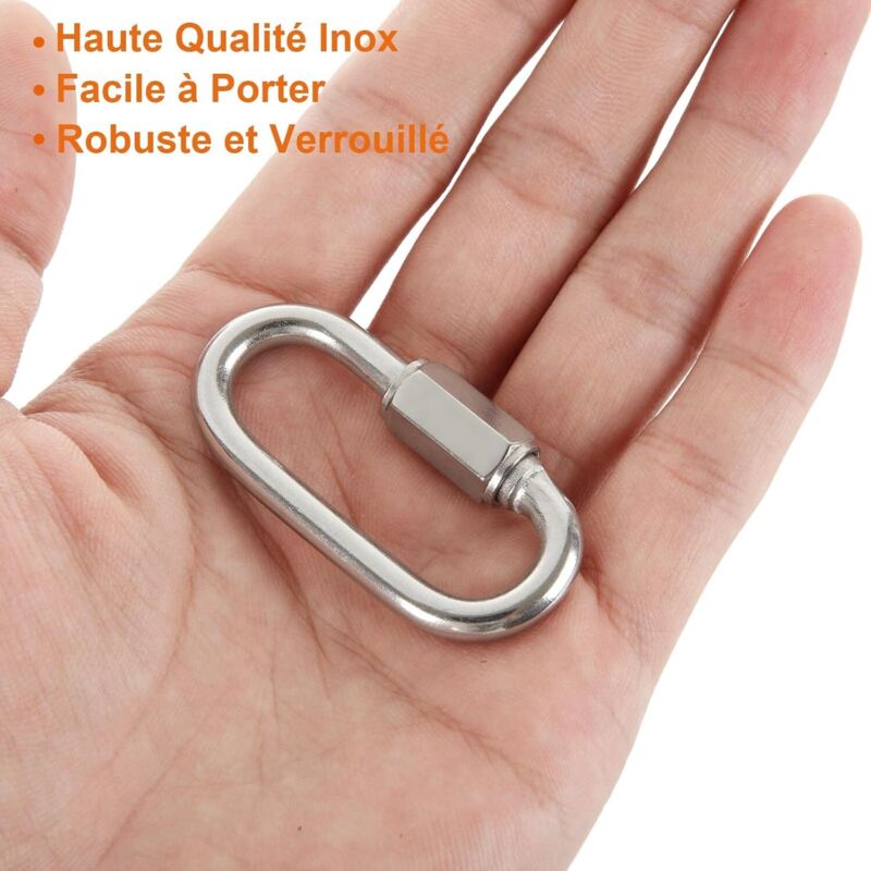 16 pcs M5 Stainless Steel Quick Link 304 D Shape Locking Carabiners, Mini Screw Carabiner For Hiking, Camping, Outdoor - Image 3