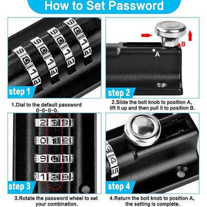 Combination Lock Latch 4 Digit Combination Lock Mechanical Code Door Lock Keyless Lock Slide Tamper Proof Door Lock For - Image 2