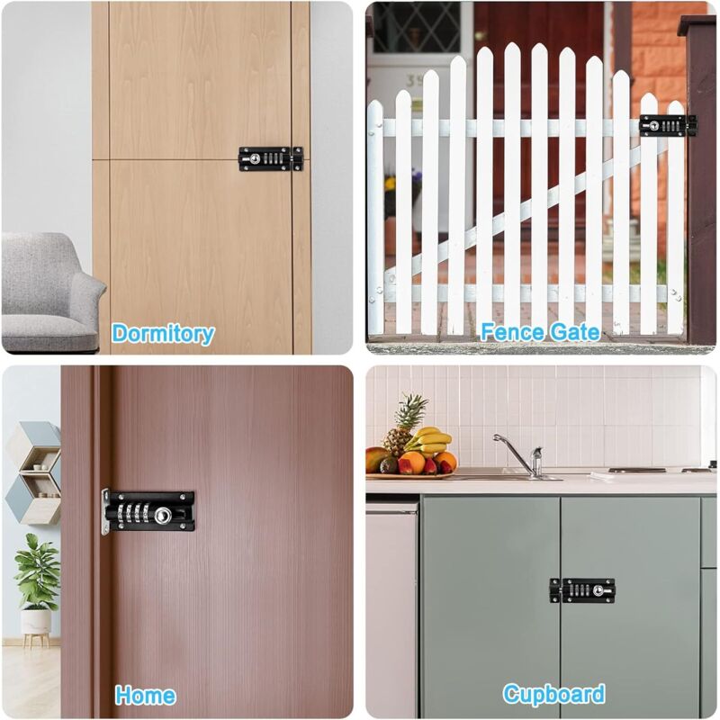Combination Lock Latch 4 Digit Combination Lock Mechanical Code Door Lock Keyless Lock Slide Tamper Proof Door Lock For - Image 3