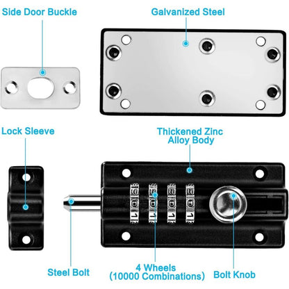 Combination Lock Latch 4 Digit Combination Lock Mechanical Code Door Lock Keyless Lock Slide Tamper Proof Door Lock For - Image 4