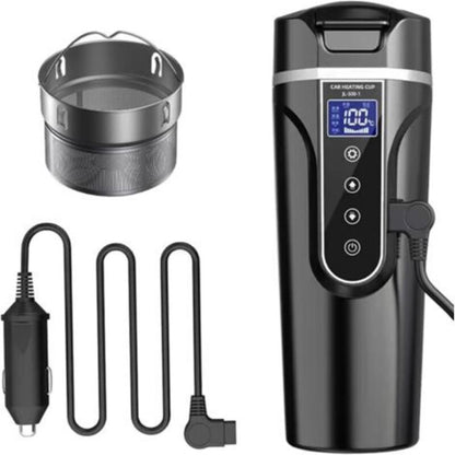 Car Kettle, 12V/24V Car Electric Kettle Heated Water Cup For Car/Truck/Travel, Portable Car Electric Kettle With Lcd