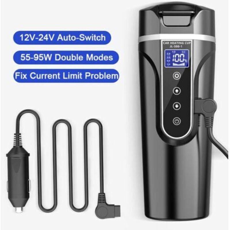 Car Kettle, 12V/24V Car Electric Kettle Heated Water Cup For Car/Truck/Travel, Portable Car Electric Kettle With Lcd - Image 2