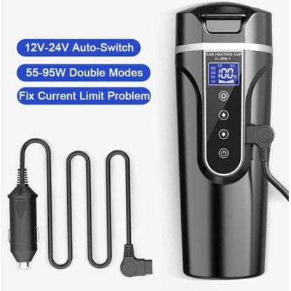 Car Kettle, 12V/24V Car Electric Kettle Heated Water Cup For Car/Truck/Travel, Portable Car Electric Kettle With Lcd - Image 2