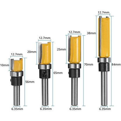 4 pcs 1/4" Wood ROuter Bit Copy Cutter (4 Sizes) High Quality Alloy Steel Blade 10Mm, 20Mm, 25Mm, 38Mm For Solid Wood, - Image 2