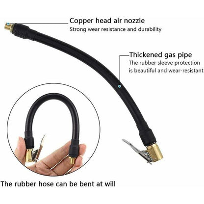 Tire Inflator Hose 20Cm Black Flexible Air Inflator Tire Air Hose With 2 Inflator Pump Hose Adapter For Inflating Car - Image 2