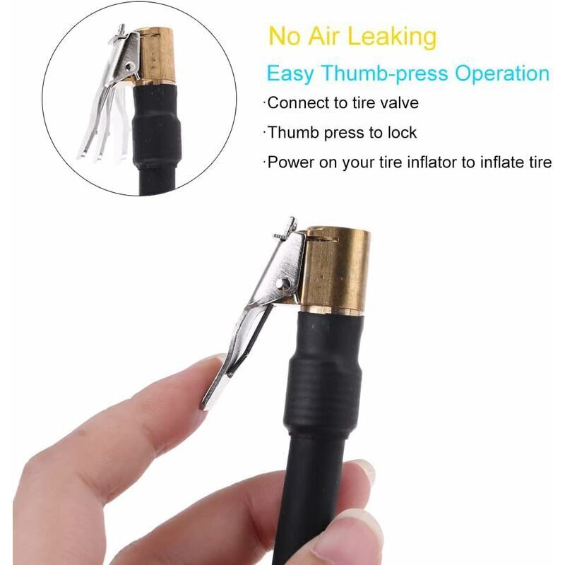 Tire Inflator Hose 20Cm Black Flexible Air Inflator Tire Air Hose With 2 Inflator Pump Hose Adapter For Inflating Car - Image 4