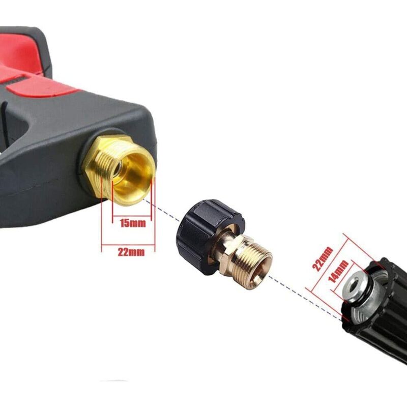 Pressure Washer Connector, M22 X 15Mm Female Thread To M22 X 14Mm Male Thread Quick Connect Pressure Washer Adapter - Image 3
