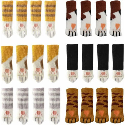 24 Cute Cat Paw Chair Socks Chair Leg Covers Floor Protectors Anti-Scratch Anti-Noise 24 pcs(6 Sets)