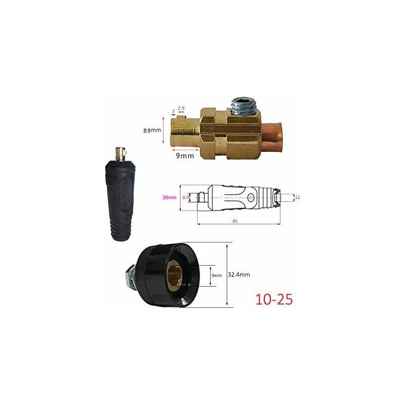 4 pcs Solder Cable Panel Connector Plug Kit 200Amp Quick Connect Socket (Dkj10-25 & Dkz10-25) - Image 2
