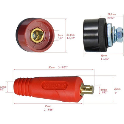 4 pcs Solder Cable Panel Connector Plug Kit 200Amp Quick Connect Socket (Dkj10-25 & Dkz10-25) - Image 3