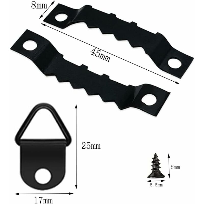251 Pieces Picture Frame Hangers Picture Hanging Kit Photo Frame Hangers With Storage Box And 150 Screws Black - Image 2