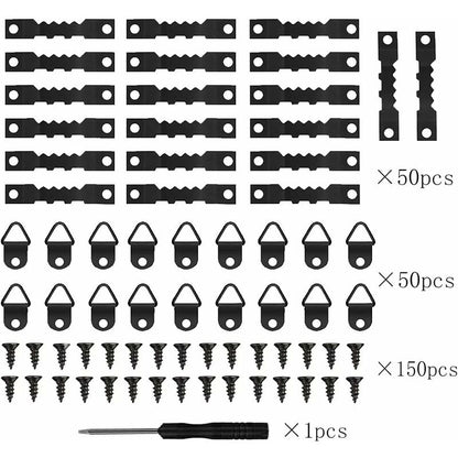 251 Pieces Picture Frame Hangers Picture Hanging Kit Photo Frame Hangers With Storage Box And 150 Screws Black - Image 3