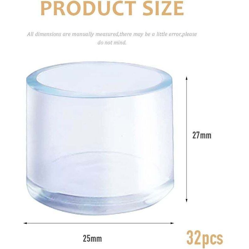 32 pcs 25Mm Clear Plastic ROund Chair Leg Caps Fit For ROund Table And Chair Legs With Diameter 25-27Mm - Image 2