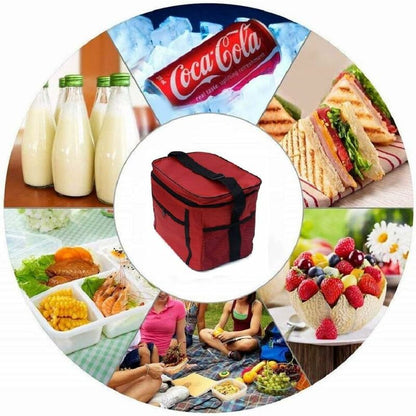 Insulated Lunch Bag 10L Cooler Bag Lunch Bag For Work School Beach Picnic Red - Image 4