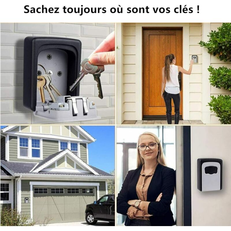 Outdoor Security Key Box, Wall Mounted Key Box With 4 Digit Code, 5 Keys Security Storage Key Holder Box, For Home - Image 3